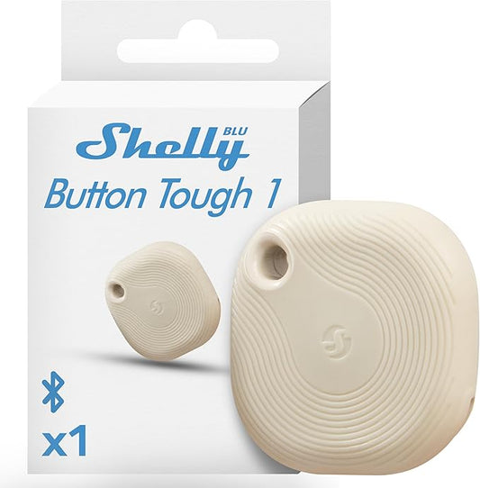 Shelly Blu Button Tough Ivory | Bluetooth-Operated Multi-click Action and Scenes Activation Button | Versatile Control | Home Automation | IP54 Waterproof | Highly resilient | Broad range