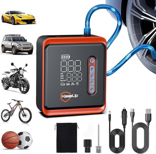 Tire Inflator Portable Air Compressor - 150PSI Fast Inflation Cordless Air Pump with 10000mAh Rechargeable Battery for Car Tires Bike Motorcycle Ball Auto shut-off