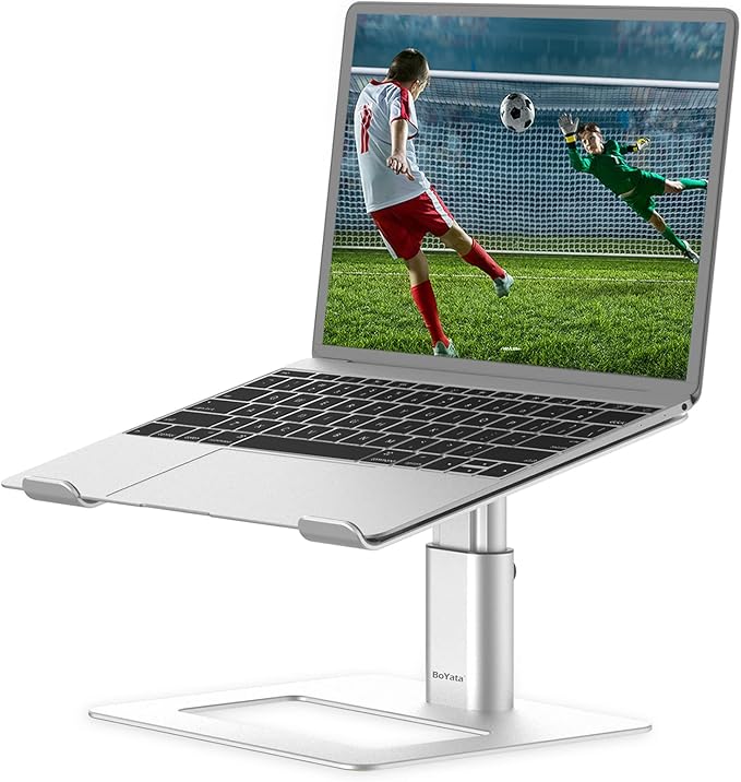 BoYata Laptop Stand, Ergonomic Aluminum Height Adjustable Computer Stand Laptop Riser Holder for Desk, Compatible with MacBook Pro/Air, Dell, Lenovo, HP, Samsung, More Laptops 11-17"