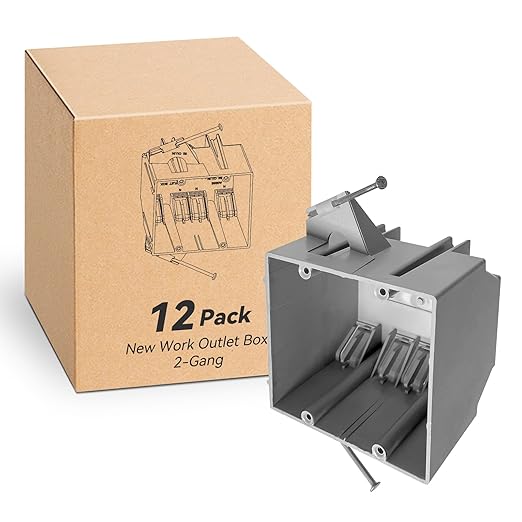 2 Gang Electrical Box New Work, 32 Cu.in, UL Listed, 12-Pack