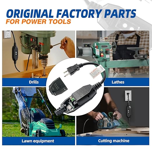 ELEGRP G1215CM G20CMR Patented Auto-Monitoring GFCI Replacement Plug Inline Assembly, Manual Reset 15 Amp Grounded 3 Wires 3-Prongs for Power Tools, Lawn Equipment etc, UL Listed, 1 Pack, Black