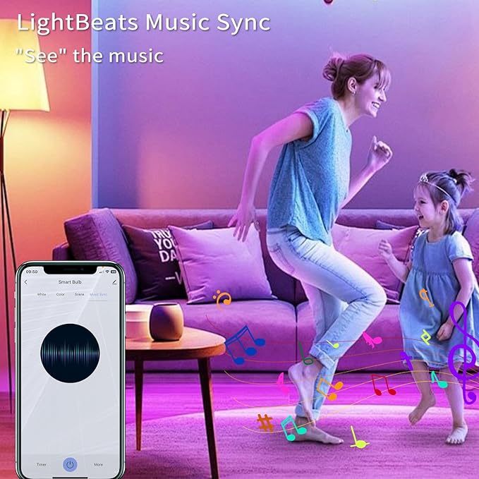 Matter Smart Color Changing Light Bulbs, E12, 2.4G WiFi 300 lumens, HomeKit Compatible, Works with Siri/Alexa/Google Assistant/Smart Life, C37, 3 Pack