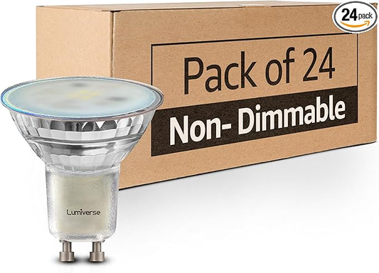 Lumiverse 24 Pack GU10 LED Bulb, Non-dimmable 4W (35W Equivalent) 100 Degree Flood Beam 2700K Soft White, Halogen Replacement for Kitchen, Living Room, Bedroom