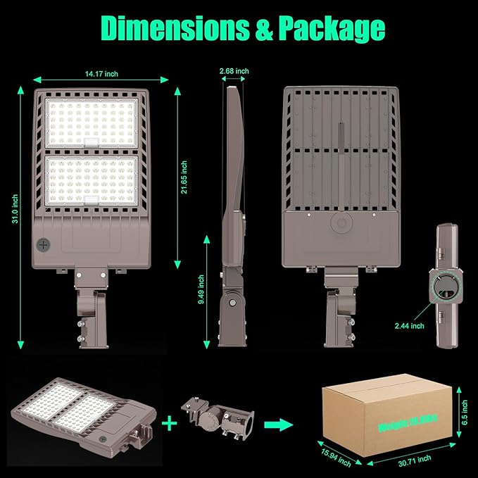 BBESTLED 400W LED Parking Lot Light 56000 Lumen, Parking lot Flood Lights 400W Slip Fitter, Street Area Light UL DLC IP65 5000K Waterproof 100-277VAC Input, LED Pole Stadium Lights Outdoor
