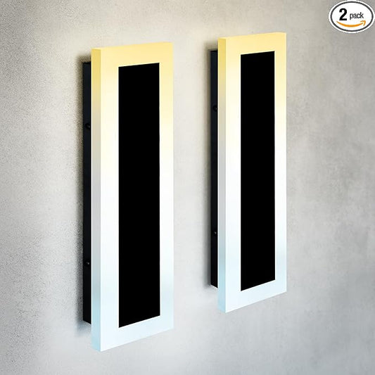 ASD LED 18" Long Wall Mount Light Fixture, Outdoor & Indoor Linear Sconce | 3CCT, Dimmable, Waterproof, Anti-Rust, ETL Listed | 18W 1570LM 3000-5000K 100-277V | Exterior Porch Lighting | Black, 2 Pack