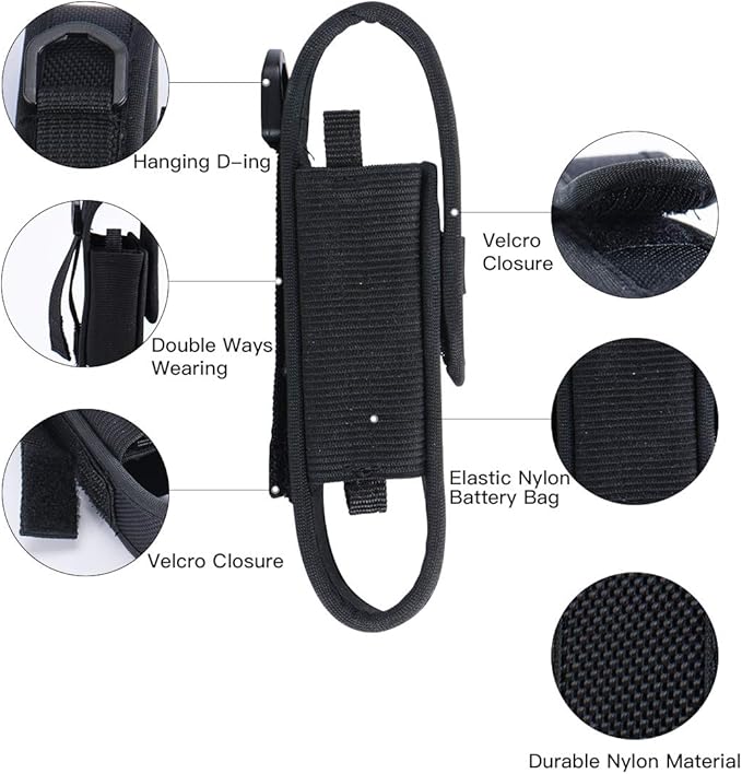 WUBEN Flashlight Holster LED Tactical Flash Light Nylon Pouch Holder Belt Adjustable Heavy Duty Flashlight Carry Case 5.5"x1.2" (Flashlight not Included)