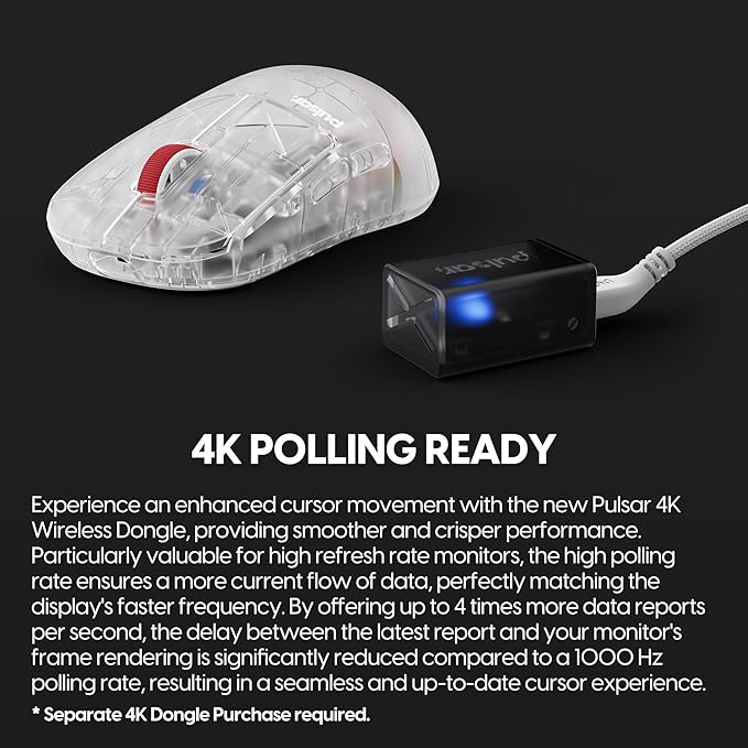 Pulsar Gaming Gears - Super Clear Limited Edition: X2H Mini Wireless Gaming Mouse, Symmetrical, Ultra Lightweight 1.83 oz (52g), PAW3395 26k DPI Optical Sensor, Optical Switch (Mini, Super Clear)
