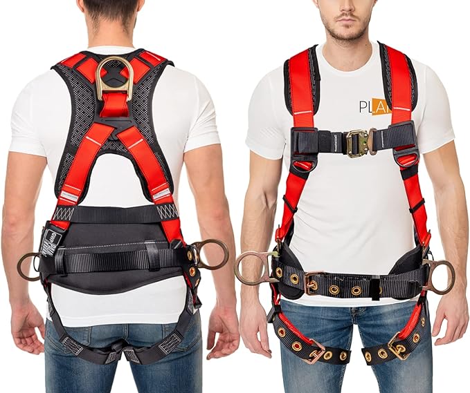 Palmer Safety Hammerhead 5pt Safety Harness Back Padded, QCB Chest, Tongue Buckel Legs Straps, Back & Side D-Rings