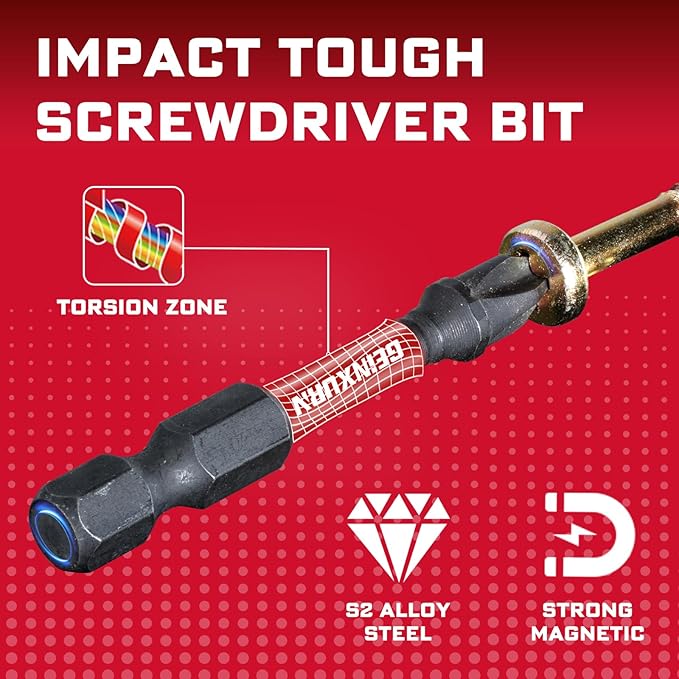 Impact Phillips Screwdriver Bits Set,20 Pieces 2”Magnetic(PH1/PH2/PH3) S2 Steel Multi Cross Driver Bits and 1 Pc Bit Holder with Soft Hanging Strips