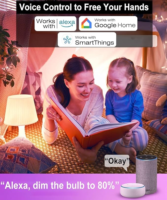 Vinaco E12 Smart LED Bulb 5W 600LM, 4 Pack E12 LED Light Bulbs Color Changing WiFi Bluetooth Work with Alexa & Google Assistant, Smart E 12 Candelabra Bulb 60 Watt E 12 Base, RGB Light Bulbs B11