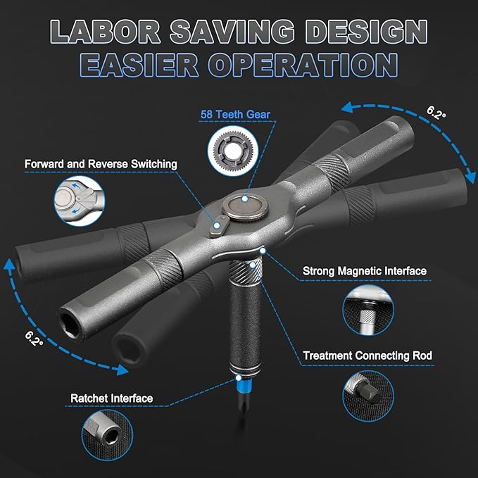 42 in 1 Magnetic Screwdriver Set, Multi Bit Magnetic Ratcheting Screwdriver Set with Detachable Ratchet Handle, Repair Tool Kit for Bicycles, Watch, Ring Doorbell, Computer, Eyeglass and Furniture