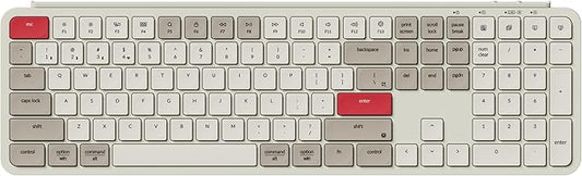 Keychron B6 Pro Full-Size Ultra-Slim Wireless ZMK Custom Keyboard, Triple-Mode 2.4 G/Bluetooth 5.2/Wired Programmable, Lightweight Quiet Key with Numeric Keypad for Mac/Windows, Retro Red