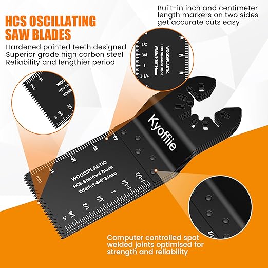200Pcs Oscillating Multi Tool Blades Kit - 1-3/8" Quick Release Universal Saw Blades for Wood Plastic - Compatible With Ryobi Makita Bosch Craftsman