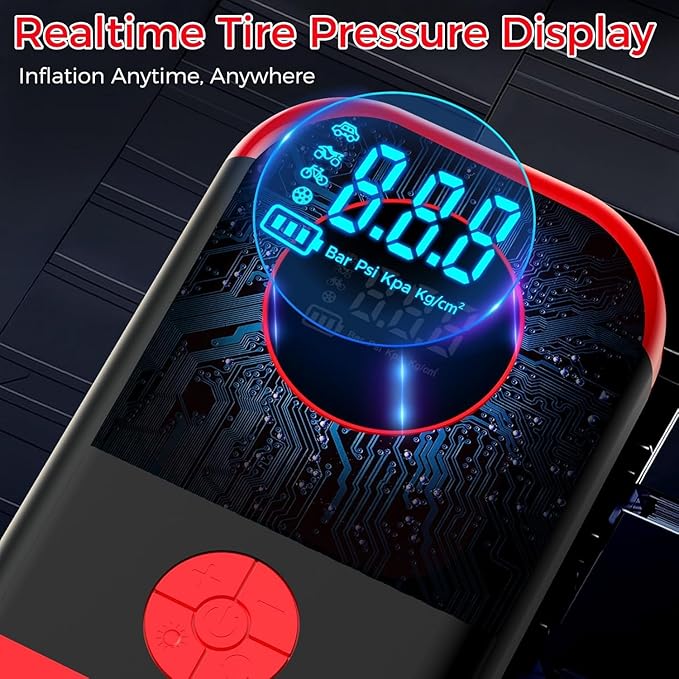 Jump Starter with Air Compressor,5000A Portable Car Battery Booster (10 Gas/8L Diesel) with 150PSI Tire Inflator,12V Car Battery Jump Box,Cordless Air Pump for,Motorcycle,Bike, Balls,LED Light