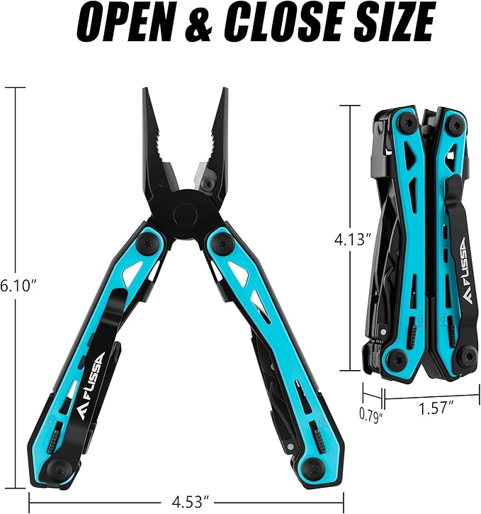 FLISSA 16-in-1 Multi Tool Pliers, Gifts for Men, Stainless Steel EDC Multitool with Pocket Knife, Belt Clip and Oxford Pouch, Self-locking Multipurpose Utility Multi-Tool for Camping Survival Outdoor