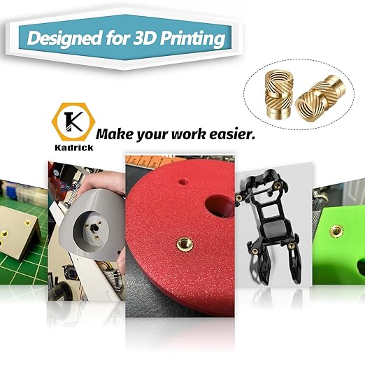Kadrick 520Pcs M2 M3 M4 M5 Threaded Inserts Assortment Kit for 3D Printing Components, Metric Brass Knurled Nuts, Insert by Heat into Plastic Parts