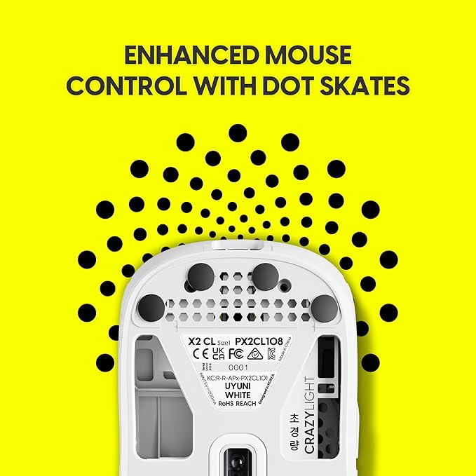 Pulsar Gaming Gears X2 Crazylight Wireless Gaming Mouse, Ultra Lightweight 1.23 oz (35g), Optical Switch, 32000 DPI, 750 IPS, XS-1 Sensor, 8k Compatible (Uyuni White)
