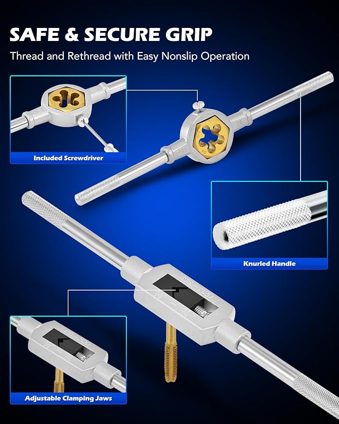 Orion Motor Tech 86pc Tap and Die Set, SAE & Metric Tap Set and Die Tool Set for Internal and External Threading, Coarse and Fine Threading Rethreading Tool Kit with Carrying Case