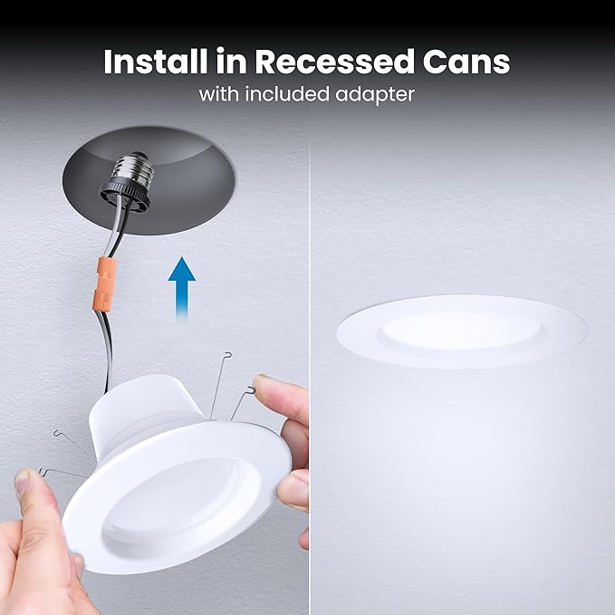 Feit Electric LED Downlight Retrofit Kit with Baffle Trim, 75W Equivalent, 5/6-Inch Dimmable Recessed Can Light, Adjustable White 2700K-5000K, 90+ CRI, 50,000-Hour Lifetime, LEDR56B/6WYCA/MP/6