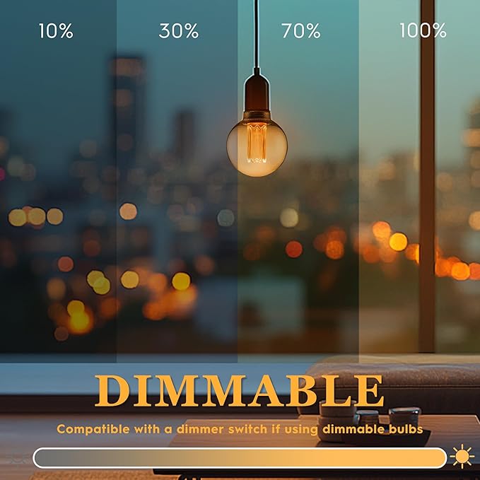 Globe Edison LED Light Bulb, Vintage Decorative Dimmable Bulb, Small Round Glass Cover, 3.5W Low Lumen Eye-Caring Soft Dim Lighting for Mood(Not Daylight White), E26 Medium Base, Amber RN G80