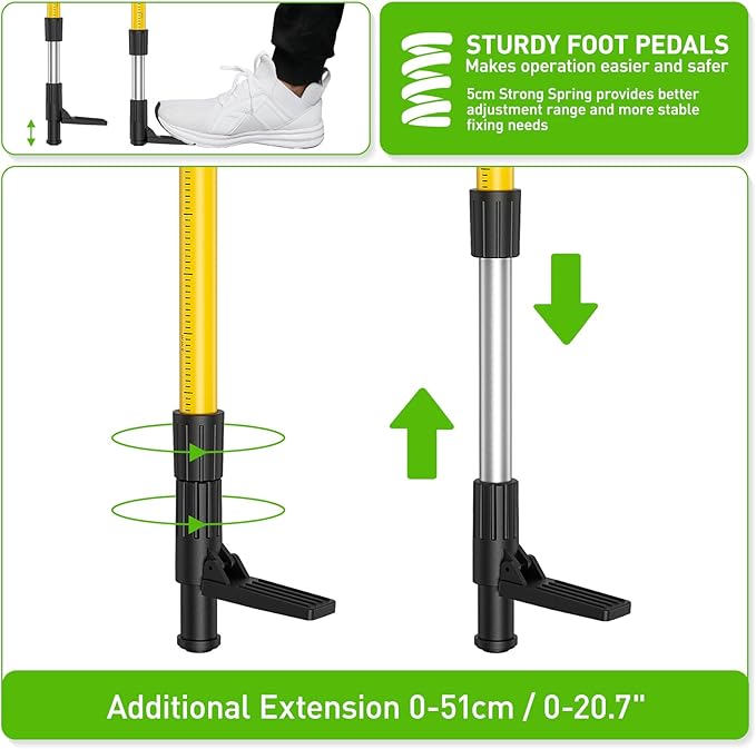 Huepar 12 Ft./3.7m Telescoping Pole with 1/4-Inch by 20-Inch Laser Mount for Rotary and Line Laser Level, Adjustable Telescoping Pole with Tripod - 5/8"-11 Adapter Nut Included LP36