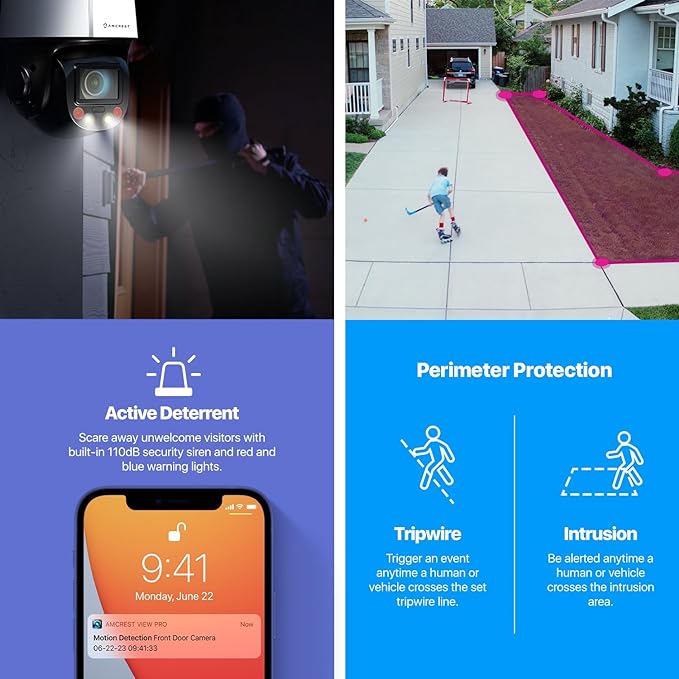 Amcrest 4MP Outdoor PTZ POE + AI IP Camera Pan Tilt Zoom (Optical 5X Motorized) Security Speed Dome, Human and Vehicle Detection, IVS, Face Detection, Auto Tracking, POE+ (802.3at) IP4M-1098EW-AI