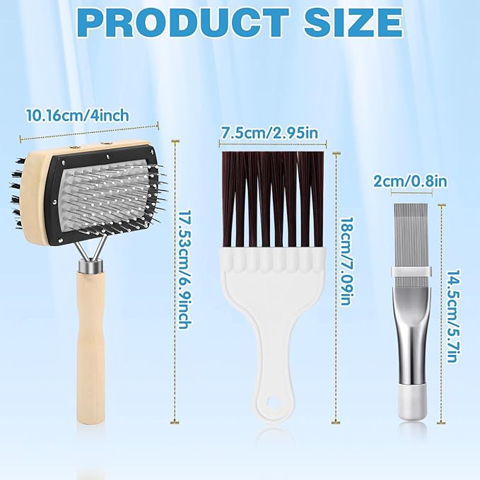 CANIPHA 3Pcs Air Conditioner Condenser Fin Cleaning Brush Refrigerator Coil Cleaning Brush Supplies, Stainless Ac Coil Cleaner, Evaporator Coil Cleaner, Mini Split Cleaning Kit Fridge Cleaner Tool