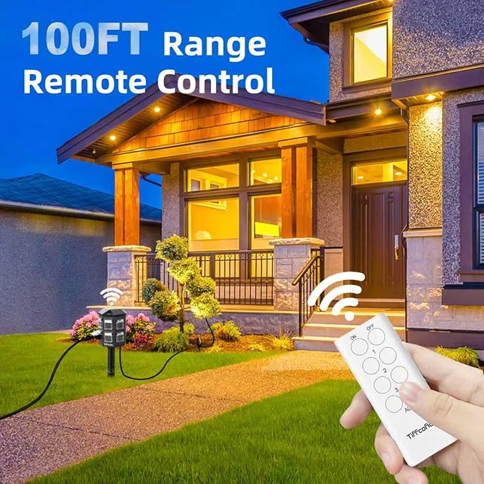 Outdoor Remote Control Power Strip, 25FT Extension Cord Waterproof, Independent Control Outlets, 6 Grounded Outlets for Outdoor Decorations, 14 AWG, 15A/1875W, ETL Listed (50 FT)