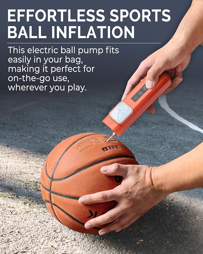 ETENWOLF P200 Electric Ball Pump 2000mAh Sports Air Pump with Digital Pressure Gauge for Basketball Soccer Volleyball