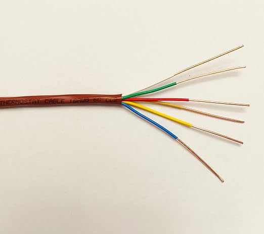 18/6 50ft Thermostat Wire- Brown - Solid Copper 18 Gauge, 6 Conductors - CL2 (ETL Listed) - Residential, Commercial and Industrial Rated (18/6, 50ft)