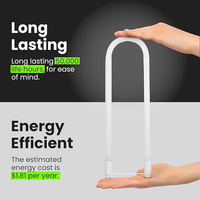 Feit Electric LED 15W T8/T12 U-Bend Direct Replacement or Ballast Bypass Linear LED Light Bulb, 4000K Cool White, 4-Pack