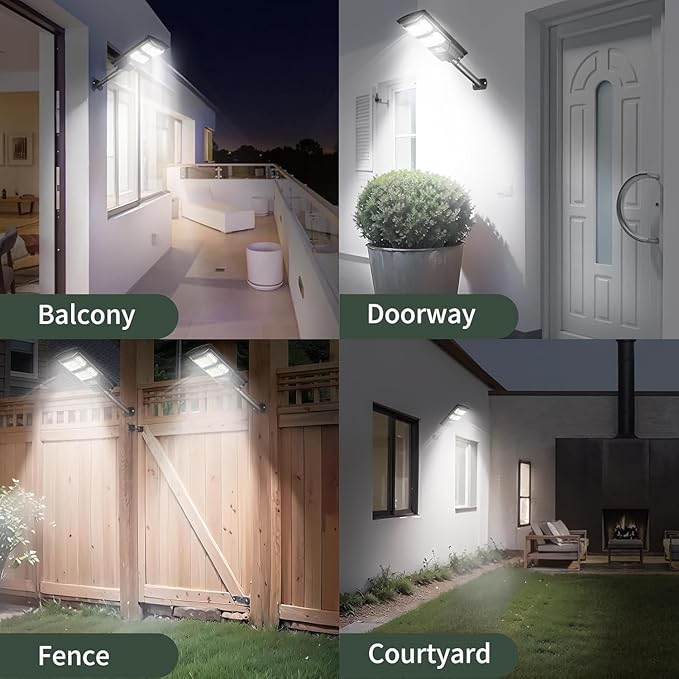 Solar Street Lights Outdoor, 6500K LED, Waterproof IP65, Motion Sensor, Dusk to Dawn, Easy Install for Yard, Driveway, Garden, Security Light for Outside, 2 Pack