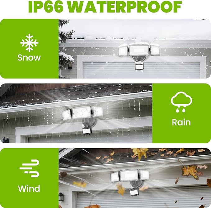 MAGAGUVU 100W Flood Lights Outdoor, 9000LM LED Security Light Motion Sensor Outdoor Lights, 6500K Daylight LED Flood Light with Remote Control, IP66 Waterproof Security Lights for Yard Garage Stadium