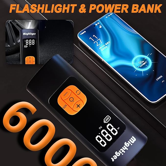 Tire Inflator Portable Air Compressor Cordless Mini Automatic Air Pump with Digital Pressure Gauge 150PSI 3X Fast Inflation and Auto Shutoff SOS Light Tires Pump for Car (Black)