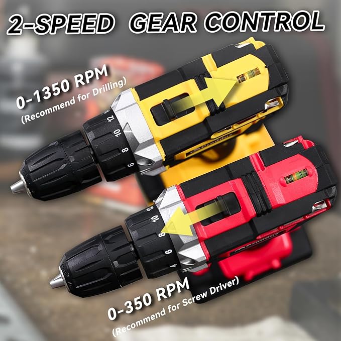 Cordless Drill Set 21v Power Drill Cordless With Battery & Charger, 84pcs Accessories Electric Drills Variable Speed, 3/8" Keyless Chuck, Built-In Level and 2 Driver Red kit