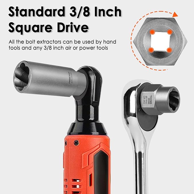 THINKWORK Broken Bolt Extractor Kit, 65 Pieces Easy Out Screw Extractor Set, Lug Nut Removal Tool with Left Hand Drill Bit Set for Removing Damaged, Frozen, Rusted, Rounded-Off Bolts, Nuts & Screws