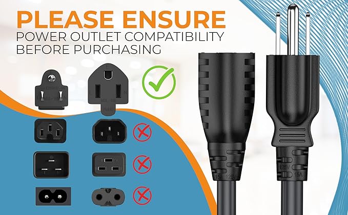 CableLeader 6ft NEMA 5-15P to 5-15R Heavy Duty Power Extension Cord, 14AWG SJT 15A/125V, Outlet Extension Power Cable, NEMA 5-15R to NEMA 5-15P AC Power Cord, UL Listed, Black