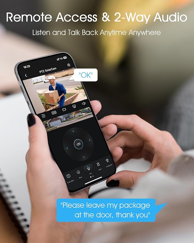 ANRAN 5MP Solar Security Cameras Wireless Outdoor, 2.4G WiFi Camera for Home Security with Fixed Solar Panel, 360° PTZ for Home Surveillance, PIR Human Detection,Color Night Vision, 2-Way Talk,2-Pcs