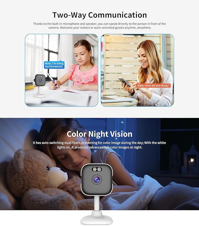 EVERSECU 5Ghz Wired WiFi Camera 2K, Indoor Home Security Cameras for Baby/Elder/Dog/Pet Camera with Phone app,24/7 SD Card Storage, Compatible with Alexa, Supports RTSP&ONVIF(4pack)