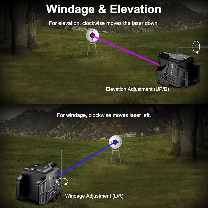 Red Green Purple Blue Laser Light Combo, 800 Lumens Tactical Flashlight Laser Sight, Built-in USB Rechargeable Battery, Adjustable Compact Tactical LED Light Laser Beams for Handguns with a Rail