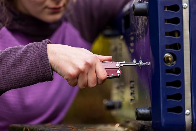 LEATHERMAN, Rebar Multitool with Premium Replaceable Wire Cutters and Saw, Heathered Cranberry