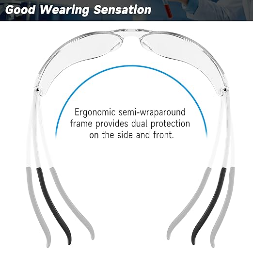 Clear Safety Glasses Bulk of 100 ANSI Z87.1 Protective Eyewear Scratch-Resistant for Work, Lab, Construction