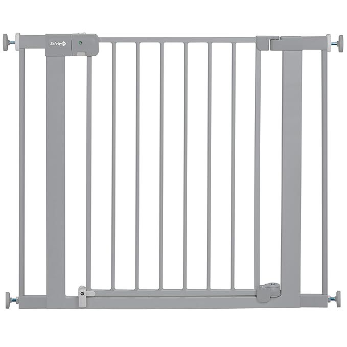 Safety 1st Easy Install Baby Gate for Doorways, Auto-Close Pressure-Mounted Magnetic Latch, Indoor Dog Gates, No Drilling, Fits 29"-38", Grey