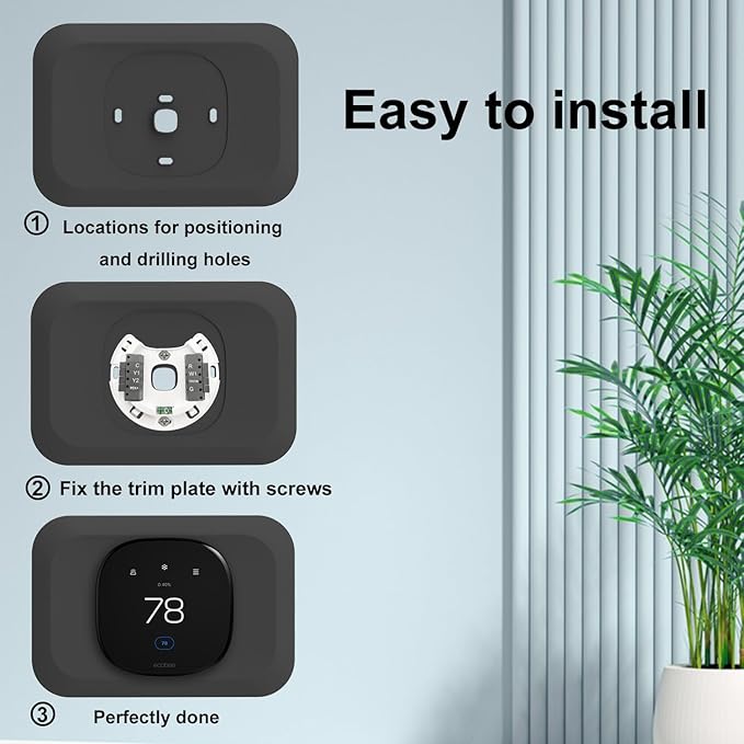 Wall Plate Cover Compatible with New 2022 Ecobee Smart Thermostat Premium & 2022 Ecobee Smart Thermostat Enhanced, Programmable WiFi Thermostat Accessory, Black