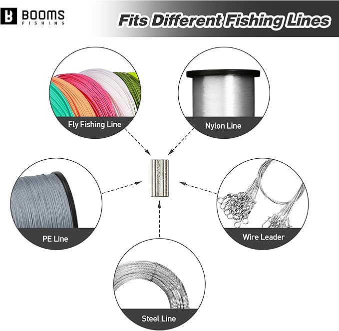 Booms Fishing Crimping Tool Kit: 10.6in Fishing Crimping Pliers with 140pcs Double Barrel Sleeves - Up to 2.2mm Crimper, XW40