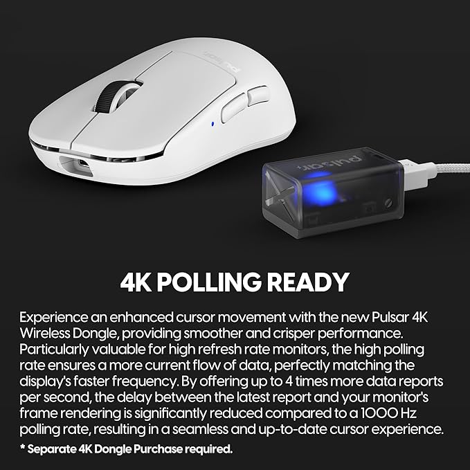 Pulsar Gaming Gears X2H mini Wireless Gaming Mouse, Ultra Lightweight 1.83 oz (52 g), Symmetrical, Optical Switch, 2.4 Ghz 1 ms, 26000 DPI, PAW3395 Sensor (Mini, Wireless, White)