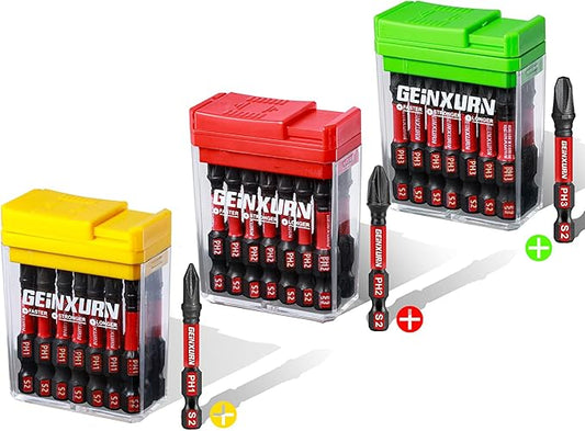 Impact Phillips Screwdriver Bits Set,45 Pcs 2" Magnetic(PH1/PH2/PH3) S2 Steel Multi Driver Bits with Storage Colorful Box