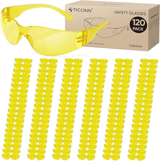 TICONN Clear Safety Glasses for Men, Safety Goggles with Scratch Impact Resistant Meets ANSI Z87.1 Standard