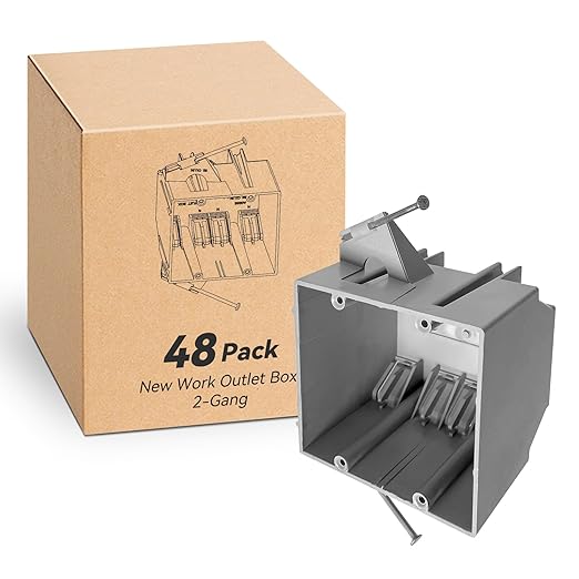 Double Gang Electrical Box New Work, 32 Cu.in, UL Listed, 48-Pack