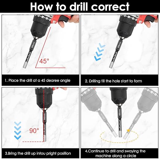 20Pcs 6mm Diamond Drill Bits Set Versatile Ceramic Tile Drill Bits with Quick Change Hex Shank Dry Diamond Core Drilling Tool for Concrete Marble Glass Tile